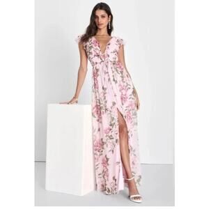 Lulus Blooming Impression Pink Floral Dress XL Wedding Guest Garden Party Spring